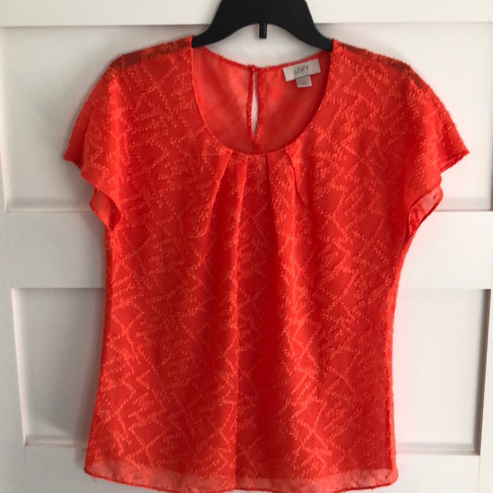 LOFT Sheer Orange Blouse